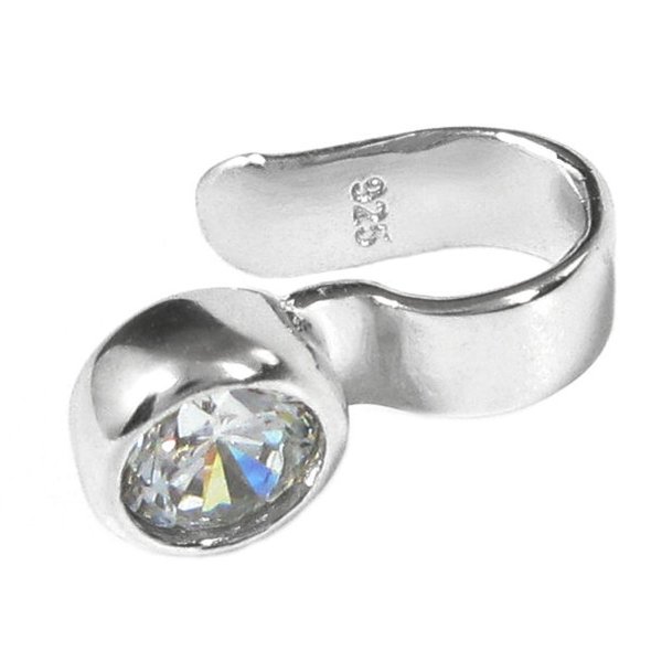 Rhodium on 925 Sterling Silver Clear CZ Crystal Dot Earring Cuff / Ear Cuff Wrap