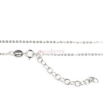 Sterling Silver Crown White Fresh Water Pearl Clear CZ Crystal Pendant Chain Necklace 16'' + 2'' Extender