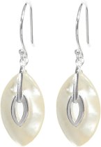 925 Sterling Silver White Mother of Pearl MOP Dangle French Hook Earwire Earring