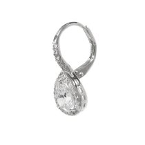 . 925 Sterling Silver CZ Crystal Teardrop Charm Leverback Ear Wire Earring