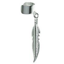 925 Sterling Silver Feather Dangle Earring Cuff / Ear Wrap