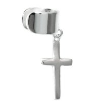 925 Sterling Silver Cross Dangle Earring Cuff / Ear Cuff Wrap