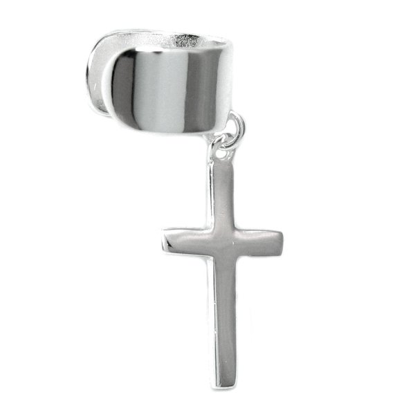 925 Sterling Silver Cross Dangle Earring Cuff / Ear Cuff Wrap