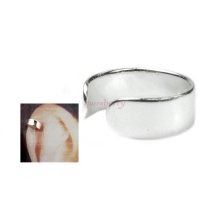 925 Sterling Silver Round Plain Ring Clip-on Cuff Earrings / Ear Wrap