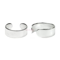 925 Sterling Silver Round Plain Ring Clip-on Cuff Earrings / Ear Wrap
