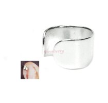 925 Sterling Silver Round Plain Ring Clip-on Cuff Earrings / Ear Wrap