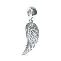 925 Sterling Silver Angel Wing Feather Guidance Dangle Bead Pendant for European Charm Bracelets