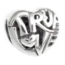 Queenberry .925 Sterling Silver Valentine True Love Heart Bead for Chamilia Biagi Pandora European Charm Bracelets