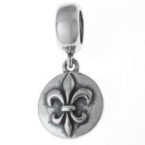 Antique 925 Sterling Silver Fleur-de-lis Flower Scout Badge Cross Dangle Charm Bead Pendant for European Pandora Troll Biagi Chamilia Charm Bracelets