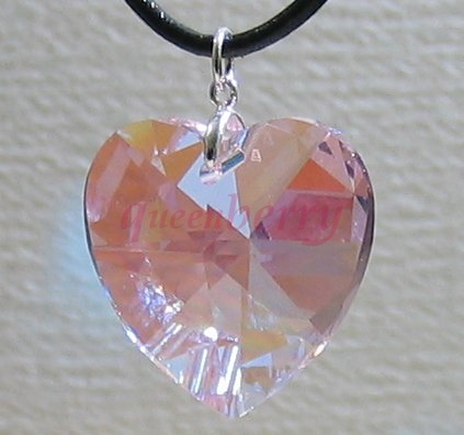 ~Pink Shiny~ Large Swarovski Crystal Heart Pendant