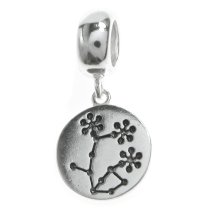 Antique 925 Sterling Silver Round Bonsai Potted Lily Lilac Miniature Flower Dangle Charm Bead Pendant for European Charm Bracelets