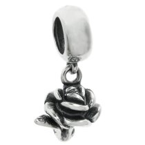 Antique 925 Sterling Silver Valentine Rose Flower Dangle Charm Bead Pendant for European Charm Bracelets