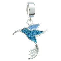 Sterling Silver Hummingbird Enamel European Style Dangle Bead Charm