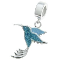 Sterling Silver Hummingbird Enamel European Style Dangle Bead Charm