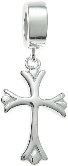 Sterling Silver Christian Cross Dangle Pendant Bead for European Charm Bracelet
