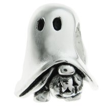 Sterling Silver Halloween Spirit Ghost Pumpkin Bead for European Charm Bracelet