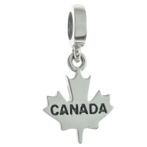 925 Sterling Silver Canada Maple Leaf Dangle Bead for European Charm Bracelets
