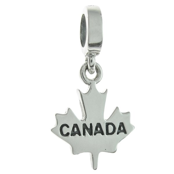 925 Sterling Silver Canada Maple Leaf Dangle Bead for European Charm Bracelets