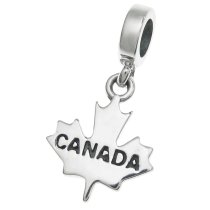 925 Sterling Silver Canada Maple Leaf Dangle Bead for European Charm Bracelets
