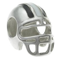 .925 Sterling Silver Football Helmet Enamel Bead for European Charm Bracelets