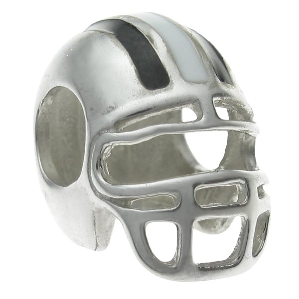 .925 Sterling Silver Football Helmet Enamel Bead for European Charm Bracelets
