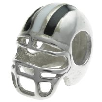 .925 Sterling Silver Football Helmet Enamel Bead for European Charm Bracelets