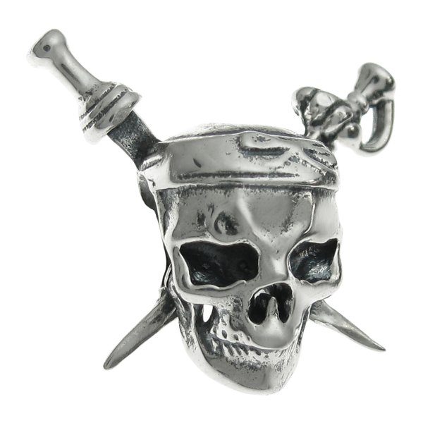 Sterling Silver Skull Pirates Crossbones European Style Bead Charm