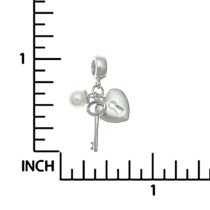 925 Sterling Silver Heart Lock Key Seashell Pearl Dangle Bead for European Charm Bracelets