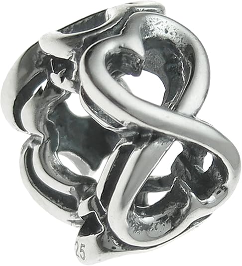 Antique 925 Sterling Silver Endless Love Heart Valentine Bead for European Charm Bracelets