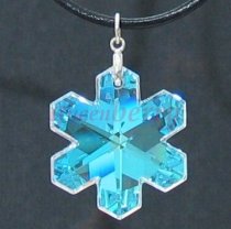 Shiny Snowflake Swarovski Crystal and Silver Pendant