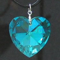 Large Shiny Aquamarine Swarovski Crystal Heart Pendant
