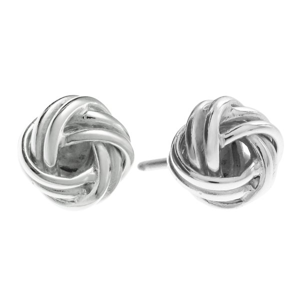 Sterling Silver True Love Knot Ball Stud Post Earring 10mm