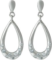 Sterling Silver Teardrop Loop Dangle Clear CZ Crystal Chandelier Earring Stud Earring Post