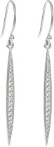 Sterling Silver Clear CZ Crystal Oval Leaf Dangle Charm Earwire French Hook Earring
