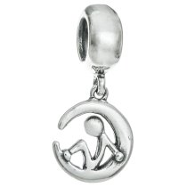 Sterling Silver Man Moon Dangle Bead for European Charm Bracelets