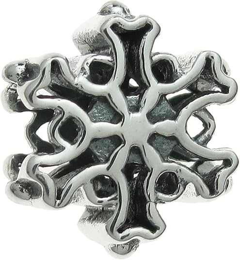 Sterling Silver Christmas Winter Snowflake Bead for European Charm Bracelets