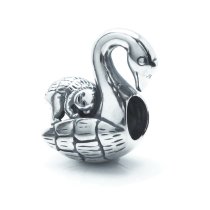 Antique 925 Sterling Silver Monkey Swan Bird Ride Bead for European Charm Bracelets