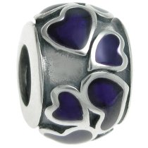 925 Sterling Silver Heart Full of Love Round Purple Enamel Bead for European Charm Bracelets