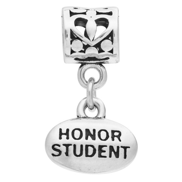 Sterling Silver Honor Student Graduation Dangle Bead for European Charm Bracelets