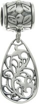 Sterling Silver Filigree Flower Teardrop European Style Dangle Bead Charm
