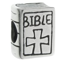 Sterling Silver Christian Bible Book Cross Bead for European Charm Bracelets