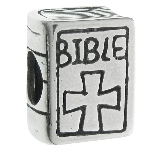 Sterling Silver Christian Bible Book Cross Bead for European Charm Bracelets