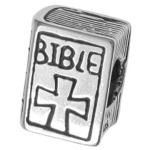 Sterling Silver Christian Bible Book Cross Bead for European Charm Bracelets