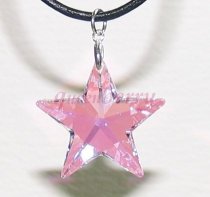 Pink AB-Coated Swarovski Star Silver Pendant