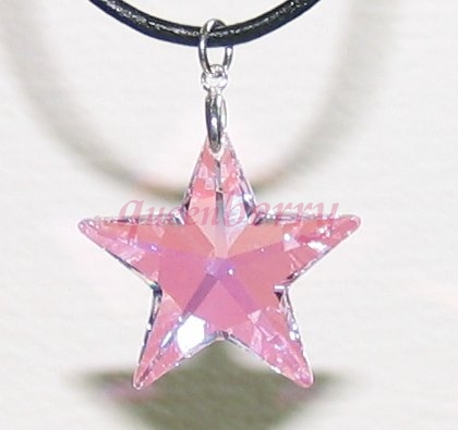 Pink AB-Coated Swarovski Star Silver Pendant