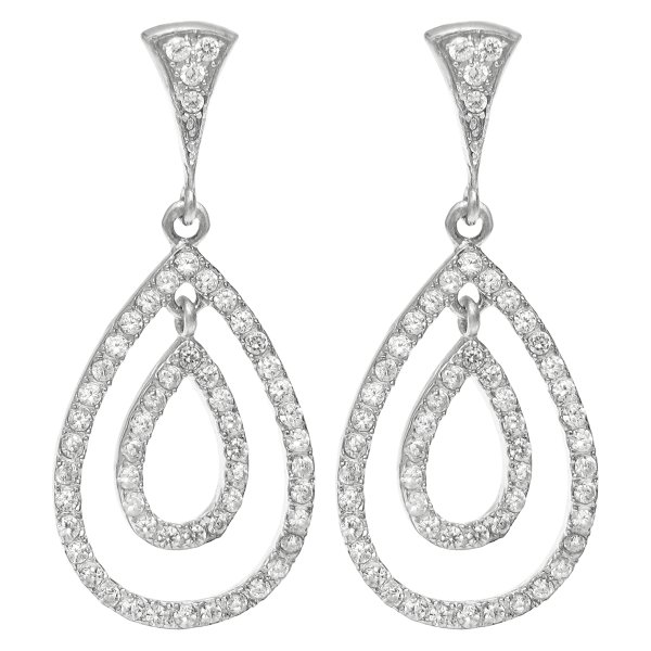 Sterling Silver Wedding Bridal Teardrop Chandelier Cubic Zirconia Dangle Earring Stud Post