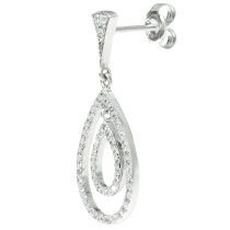 Sterling Silver Wedding Bridal Teardrop Chandelier Cubic Zirconia Dangle Earring Stud Post
