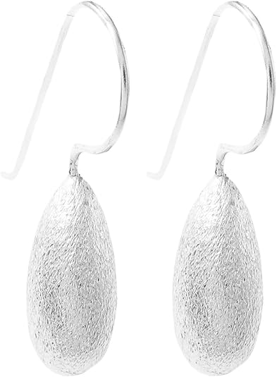 Sterling Silver Satin Teardrop Dangle Earring