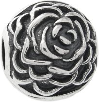 Antique Sterling Silver Round Rose Stopper Clip Lock Bead for European Charm Bracelets