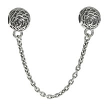 Antique Sterling Silver Round Rose Stopper Clip Lock Safety Chain Bead for European Charm Bracelets